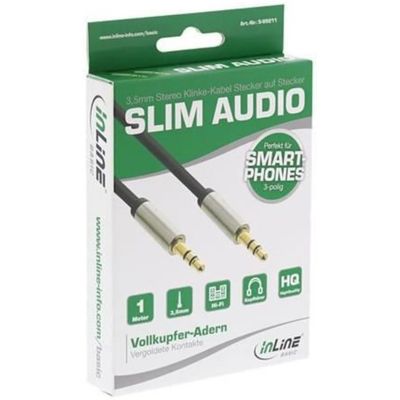 Easy to read confirm head teacher InLine S-99211 Slim Audio Kabel Klinke 1.00 m schwarz Buy