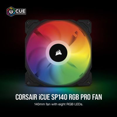 140mm LED RGB Single Pack Flux d’air élevé Silencieux Ventilateur de Refroidissement Corsair iCUE SP140 RGB PRO 