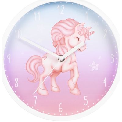 Hama Kinder-Wanduhr Magical Unicorn 25 cm, geräuscharm
