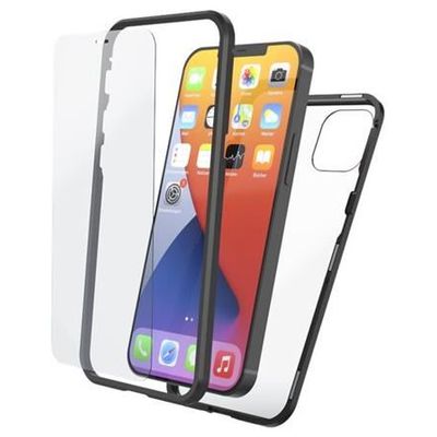Hama Cover Magnetic+Glas+Displayglas für Apple iPhone 12, schwarz/transparent