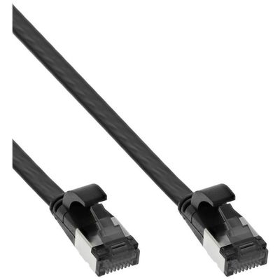 InLine 75812S Patchkabel flach 0.25 m Flachkabel  Cat 8.1 Kabel / Cat 6a Stecker U/FTP  schwarz