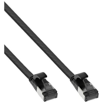 InLine 75813S Patchkabel flach 0.30 m Flachkabel Cat 8.1 Kabel / Cat 6a Stecker U/FTP schwarz