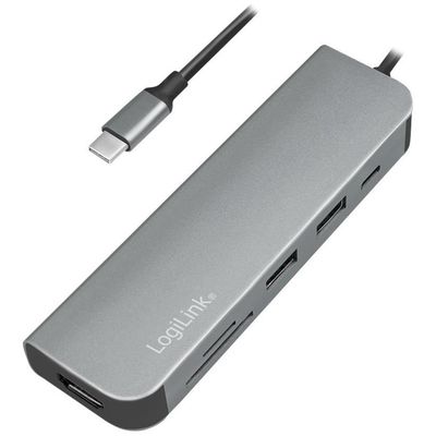 LogiLink UA0343 Docking Station USB 3.2 Gen 1 USB-C, 6-Port, w/PD, cable version