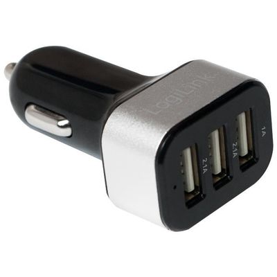 LogiLink PA0082 USB 3-Port Car Charger 5,1A, black/silver