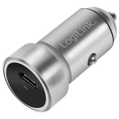 LogiLink PA0260 USB Car Charger 1 Port, USB-C, PD, 20W, aluminum, silver