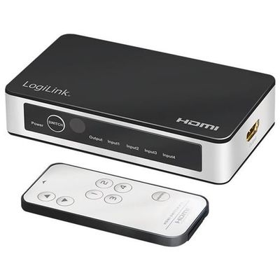 LogiLink HD0045 HDMI Switch 4x1-Port, 4K/60 Hz, HDCP, HDR, CEC, RC