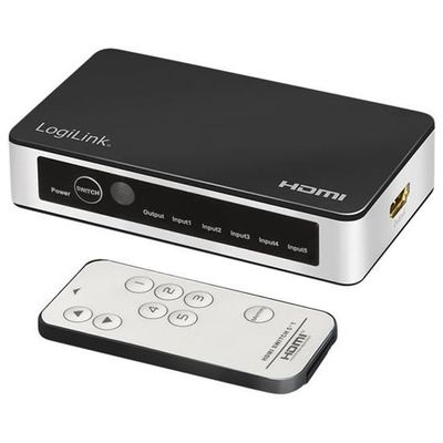 LogiLink HD0048 HDMI Switch 5x1-Port, 4K/60 Hz, HDCP, HDR, CEC, RC