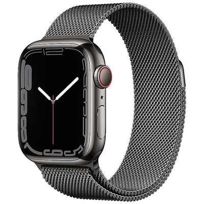 Apple Watch Series 7 Edelstahl 41mm Cellular graphite Milanaise graphite