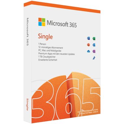 Microsoft 365 Single 1 Person, 1 Jahr, MKL Box, für Win, Mac, Android, iOS