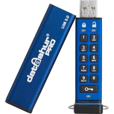 iStorage datAshur PRO USB3.0 128GB Stick mit PIN-Schutz aluminium