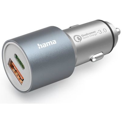 Hama Auto-Schnellladegerät 1x USB-C PD, 1x USB-A QC, 38W, metall