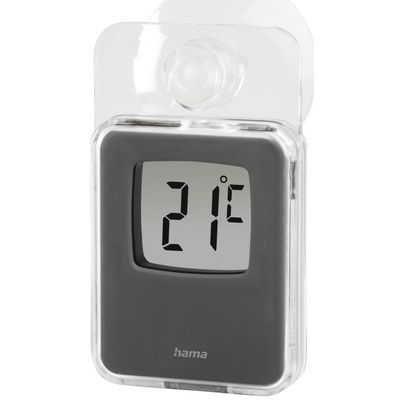 Hama Fensterthermometer für innen und außen, digital, 7.5 x 4.6 cm, grau
