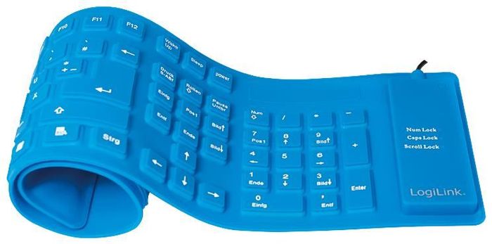 Tastatur USB günstig Kaufen-LogiLink ID0035A Keyboard flexibel blau. LogiLink ID0035A Keyboard flexibel blau <![CDATA[LogiLink Tastatur Flexibel Wasserfest USB + PS/2 blau Flexible und extrem strapazierfähige Tastatur aus hochwertigem Siliconmaterial von LogiLink. Geeignet für Arb