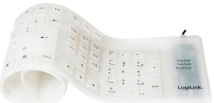 Tastatur USB günstig Kaufen-LogiLink ID0018A Keyboard flexibel weiß. LogiLink ID0018A Keyboard flexibel weiß <![CDATA[LogiLink Tastatur Flexibel Wasserfest USB + PS/2 weiß Flexible und extrem strapazierfähige Tastatur aus hochwertigem Siliconmaterial von LogiLink. Geeign