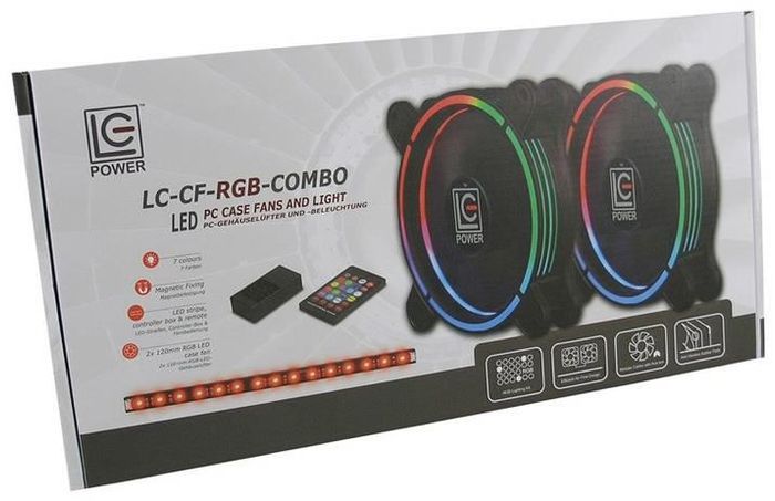 Combo Power günstig Kaufen-LC-Power LC-CF-RGB-COMBO 120mm. LC-Power LC-CF-RGB-COMBO 120mm <![CDATA[LC-CF-RGB-COMBO - Gehäuselüfter & Beleuchtungssystem Besonderheiten: PC-Gehäuselüfter & -Beleuchtungssystem mit sieben wählbaren Farben. * Zwei 120-mm-RGB-LED-Gehäuselüfter * S