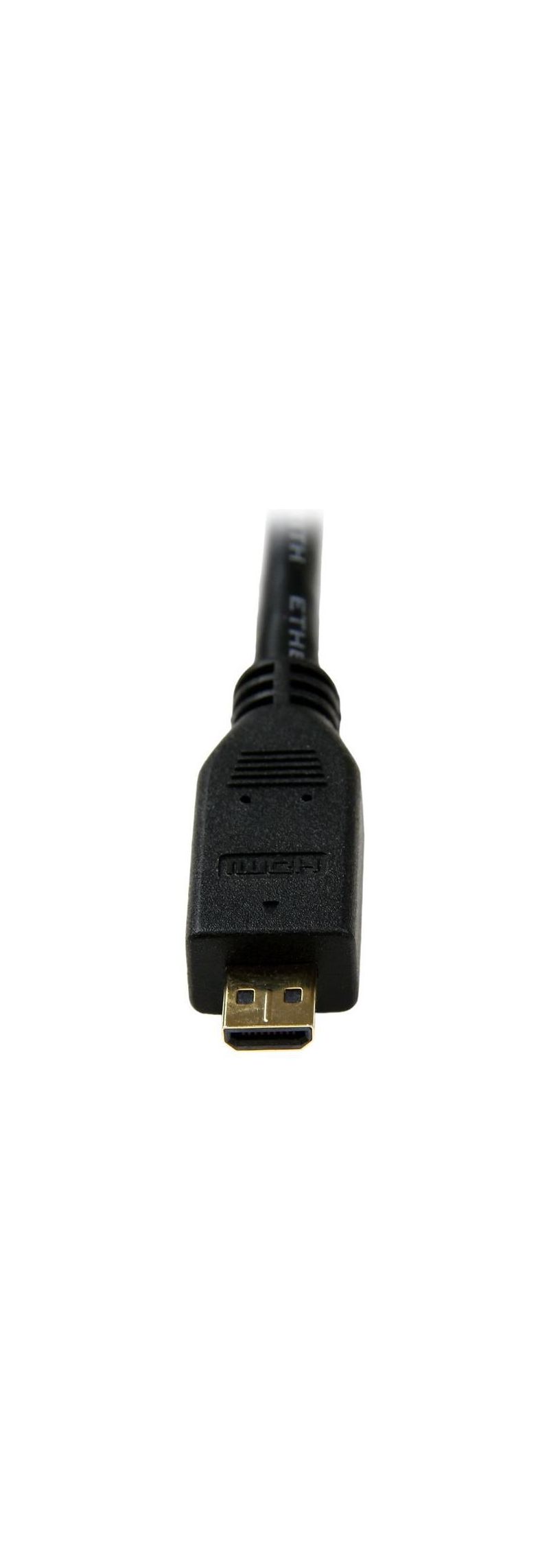 StarTech.com High Speed High Speed HDMI-Kabel mit Ethernet - HDMI auf HDMI Micro - Stecker/Stecker - Video-/Audio-/Netzwerkkabel - HDMI - 32 AWG - HDMI, 19-polig (M) - 19-polig Micro-HDMI (M) - 3,0m - abgeschirmt - Schwarz (HDADMM3M)