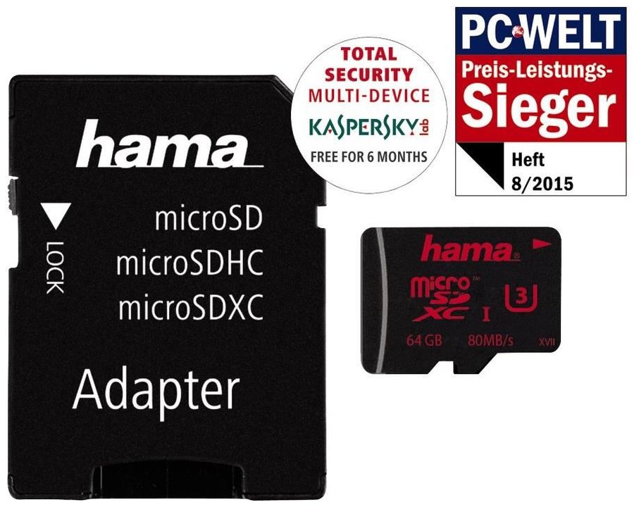 Speed Licht günstig Kaufen-Hama microSDXC UHS Speed Class 3 64GB inkl. Adapter/Mobile. Hama microSDXC UHS Speed Class 3 64GB inkl. Adapter/Mobile <![CDATA[- beliebig oft beschreib- und löschbares Wechselspeichermedium - ermöglicht perfekte, hochauflösende 4K-Video-Aufnahmen mit 