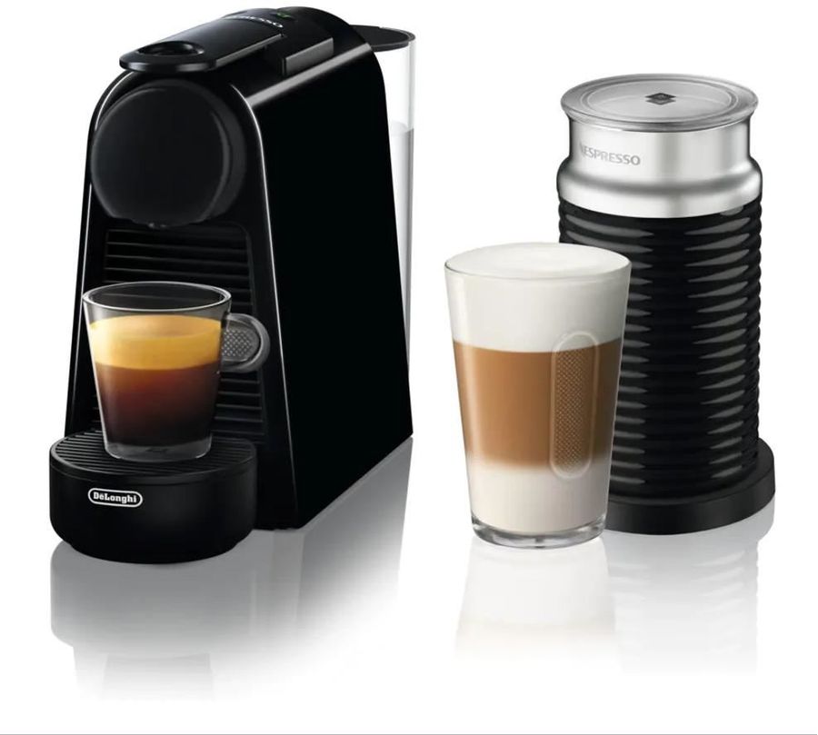 De’Longhi Nespresso Essenza Mini EN 85.BAE Kaffeekapselmaschine mit Aeroccino Milchaufschäumer, 19 bar Pumpendruck, Platzsparend, schwarz