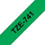 Brother TZE-741 Laminiertes Band schwarz auf grün 8m x 18mm