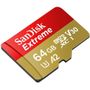 SanDisk Extreme microSDXC for Action Cams and Drones 64GB + SD Adapter 160MB/s A2 C10 V30 UHS-I U3