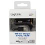 LogiLink PA0147 USB Car Charger 2 Port, 10.5W, fixed micro USB cable