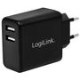 LogiLink PA0210 USB Wall Charger 2 Port, 2x USB-AF, 12W, black