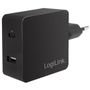 LogiLink PA0219 USB Wall Charger 2 Port, USB-AF & USB-CF, 40W, w/PD, black
