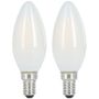 Xavax LED-Filament E14, 470lm ersetzt 40W, Kerzenlampe, warmweiß, matt, 2 Stück