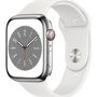 Apple Watch Series 8 GPS + Cellular 45mm Silver Stainless Steel Case / White Sport Band Regular